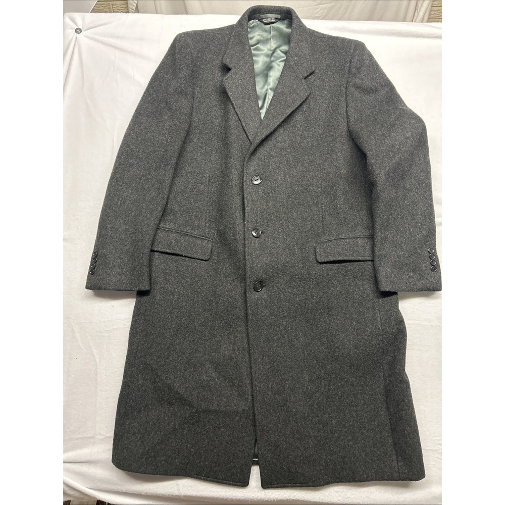 1980-90's Foreman & Clark Dark‎ Gray Wool Blend Three Button Overcoat Sz: 42R